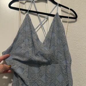 Blue lace maxi dress with slit